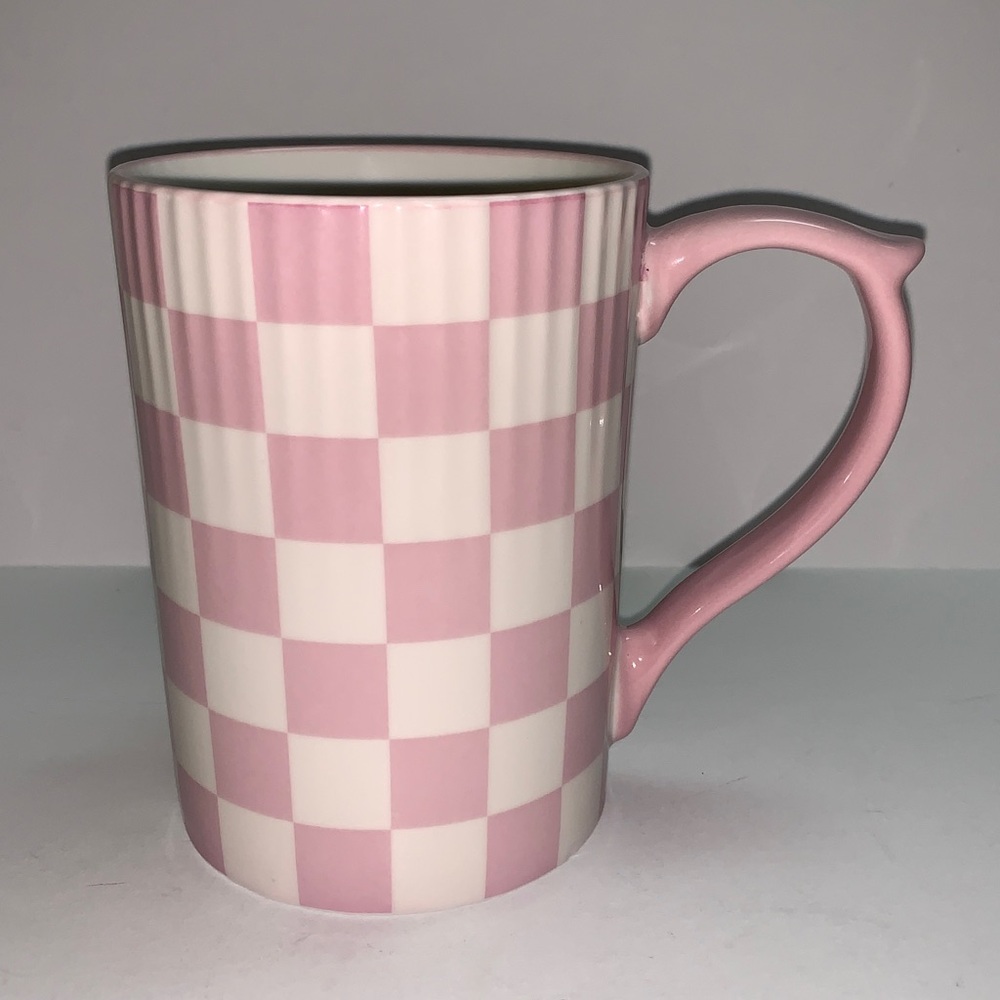 Strawberry Street Pink Checkered Mug